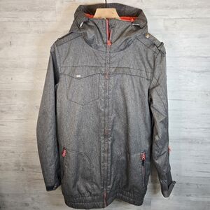DC Women's Gray Ski Snow Jacket with Red Accents